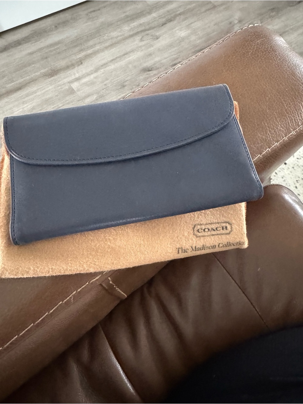 Coach Navy Leather Continental Wallet